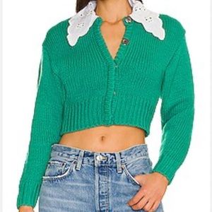 For Love and Lemons Green Stacy Cardigan Sweater